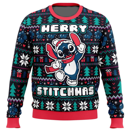 DN Stitch Sweatshirt Merry Stitchmas Christmas Pattern Sweatshirt Colorful Unisex