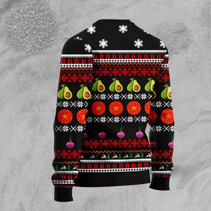 Taco Sweatshirt Merry Tacomas Ingredient Pattern Sweatshirt Black Unisex