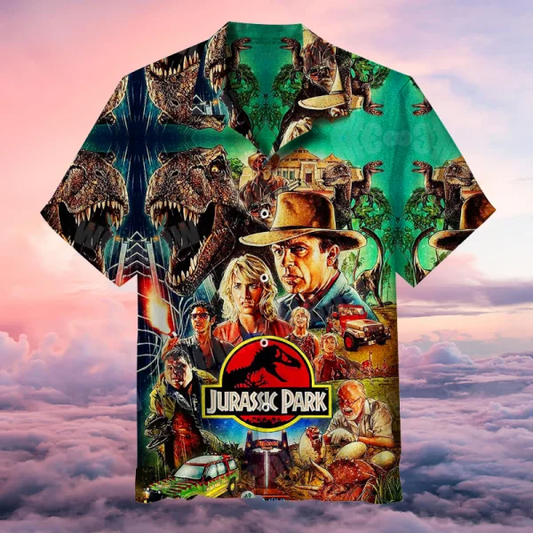 Unifinz Jurassic Park Hawaiian Shirt Classic Movie Series Hawaii Shirt Jurassic Park Aloha Shirt 2023