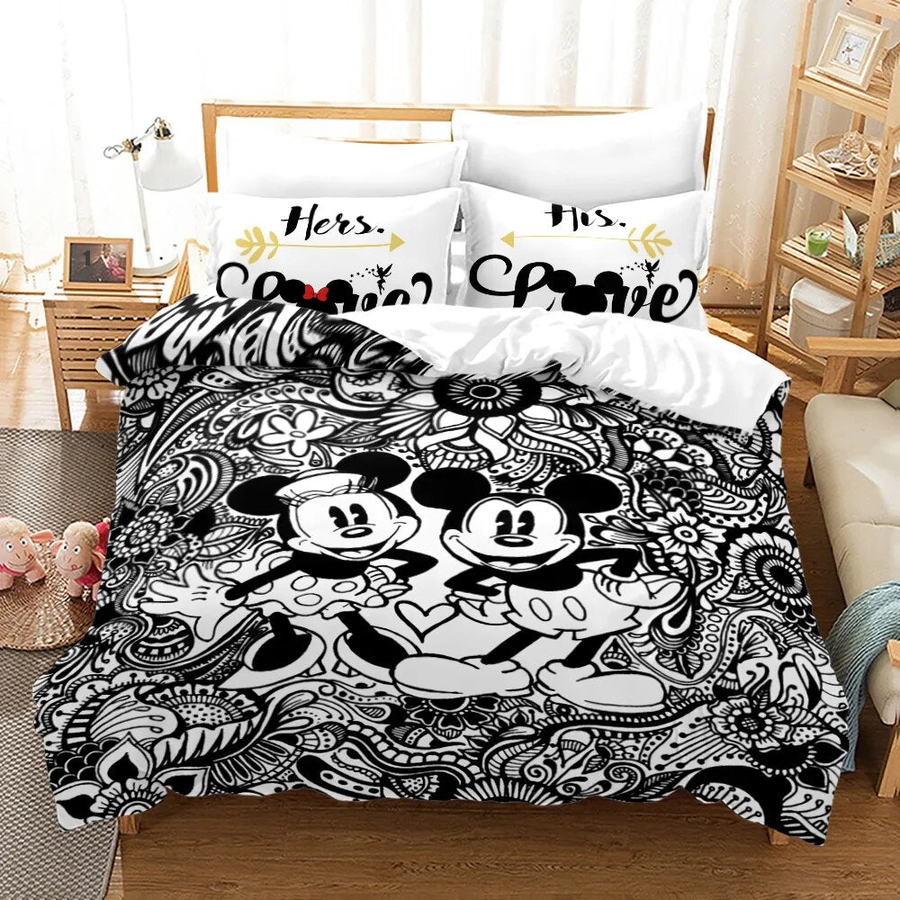 Minnie Bedding Set DN MM And Minnie Doodle Art Duvet Covers Black White Unique Gift