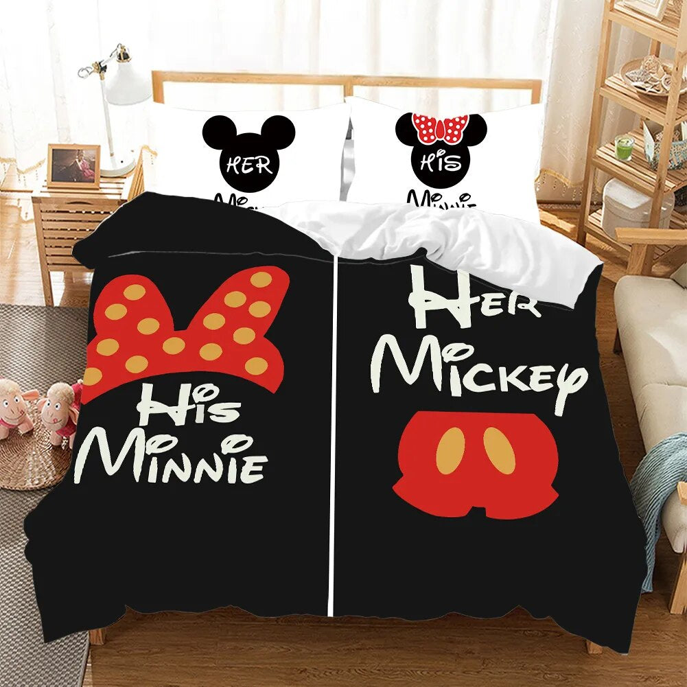 Minnie Bedding Set DN His Minnie Her MM Couple Duvet Covers Black White Unique Gift