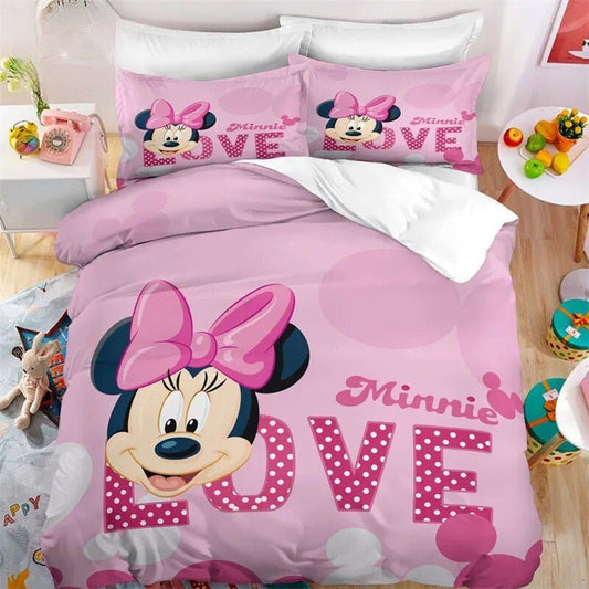 Minnie Bedding Set DN Minnie Love Mouse Ears Duvet Covers Pink Unique Gift