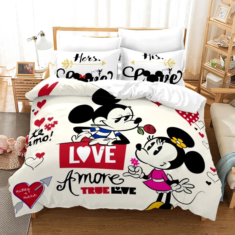 Minnie Bedding Set DN MM And Minnie Love Amore True Love Duvet Covers White Unique Gift