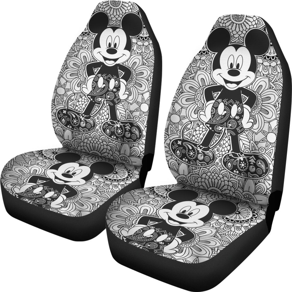 DN MM Car Seat Covers MM Mandala Art Black White Seat Covers