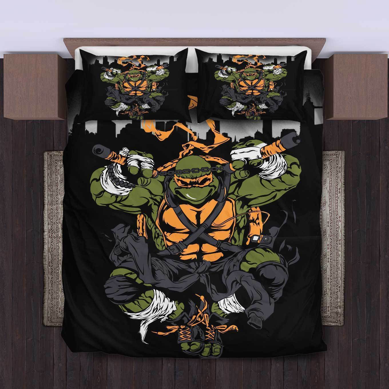 TMNT Bedding Set Ninja Turtles Mickey In A Battle Duvet Covers Black Unique Gift