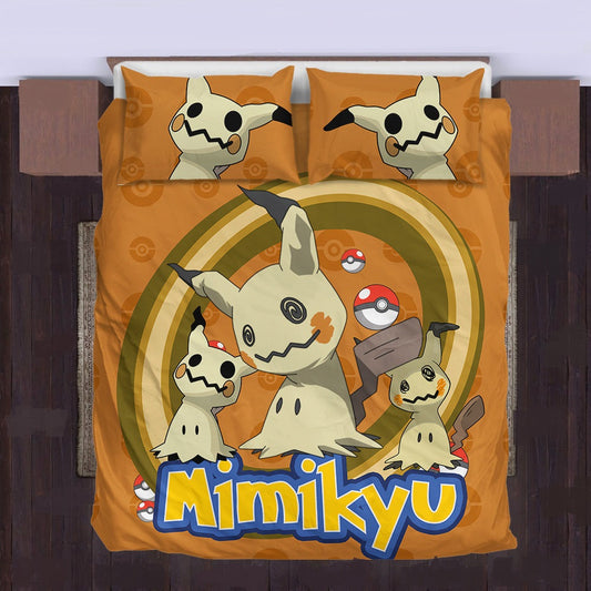 PKM Bedding Set PKM Mimikyu Graphic Duvet Covers Brown Unique Gift