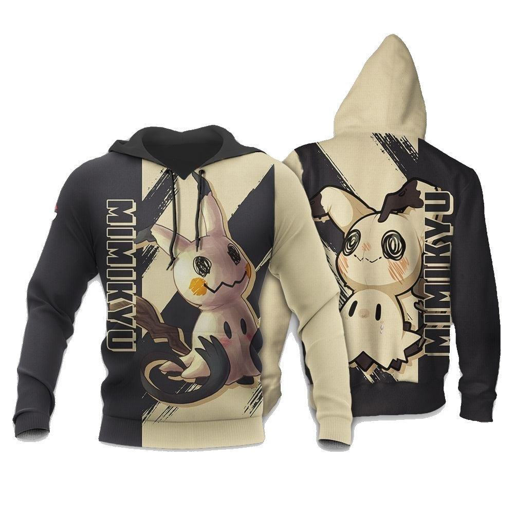 PKM Hoodie Pokemon Mimikyu Graphic Hoodie Black Yellow Unisex