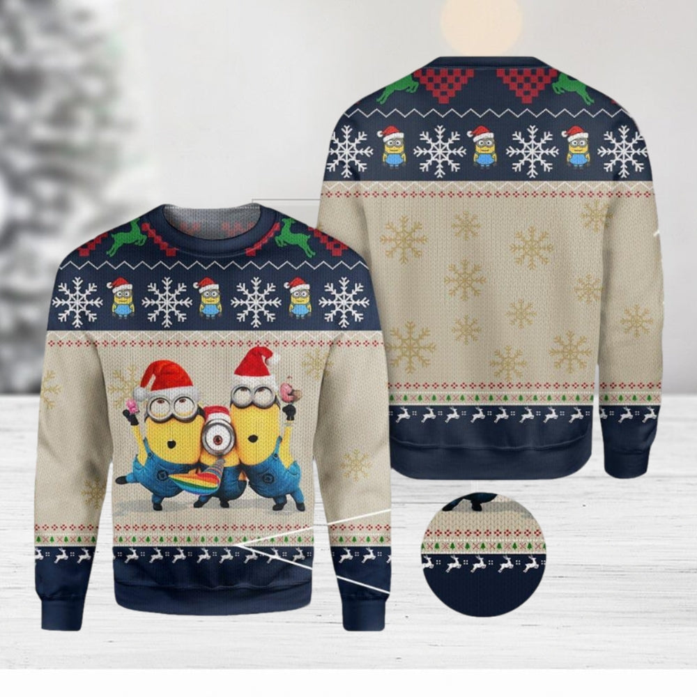 Minion Sweatshirt Minions Characters Christmas Sweatshirt Blue Unisex