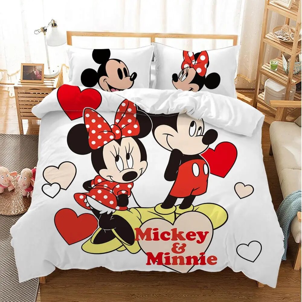 Minnie Bedding Set DN MM And Minnie Shy Couple Duvet Covers White Unique Gift
