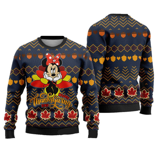 DN Sweatshirt Happy Thanksgiving Day Minnie Sweatshirt Colorful Unisex Adults New Release