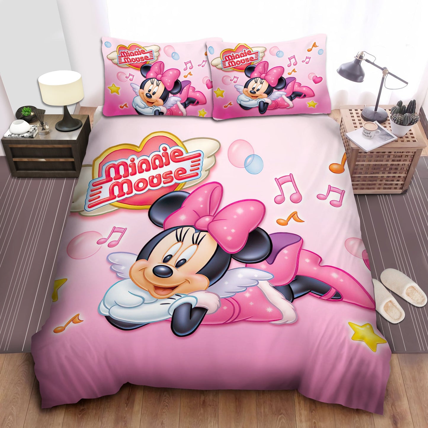 Minnie Bedding Set DN Minnie With Angel Wings Duvet Covers Pink Unique Gift