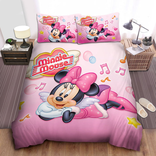 Minnie Bedding Set DN Minnie With Angel Wings Duvet Covers Pink Unique Gift