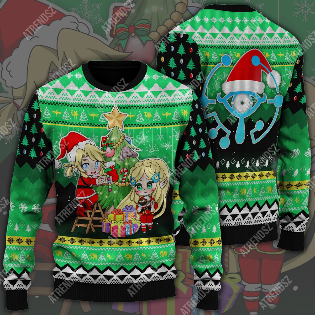 Unifinz Legend Of Zelda Sweater Zelda Link Decorate Christmas Tree Sheikah Eye Ugly Sweater Legend Of Zelda Ugly Sweater 2022