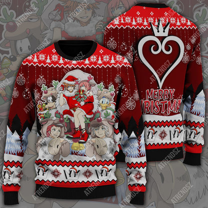  Kingdom Hearts Sweater Sora Kairi Costume Reindeer Red Ugly Sweater