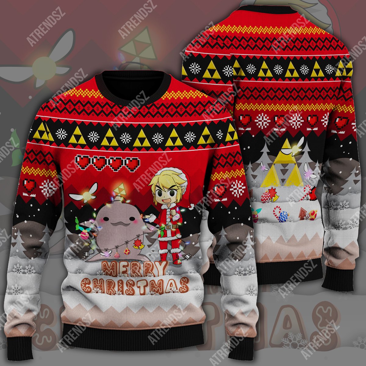 Unifinz Legend Of Zelda Ugly Sweater Merry Christmas Link Sweater Red Legend Of Zelda Sweater 2022