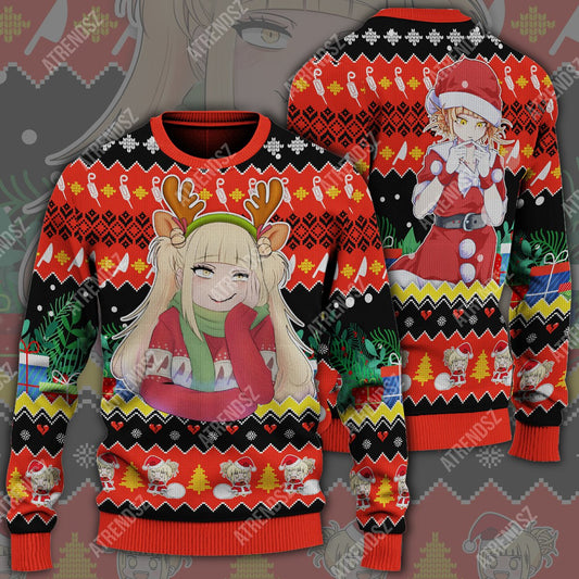  My Hero Academia Sweater Toga Himiko Christmas Pattern Red Ugly Sweater