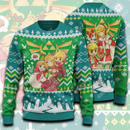 Unifinz Legend Of Zelda Ugly Sweater Grown Up Chibi Link Sweater Legend Of Zelda Sweater 2022