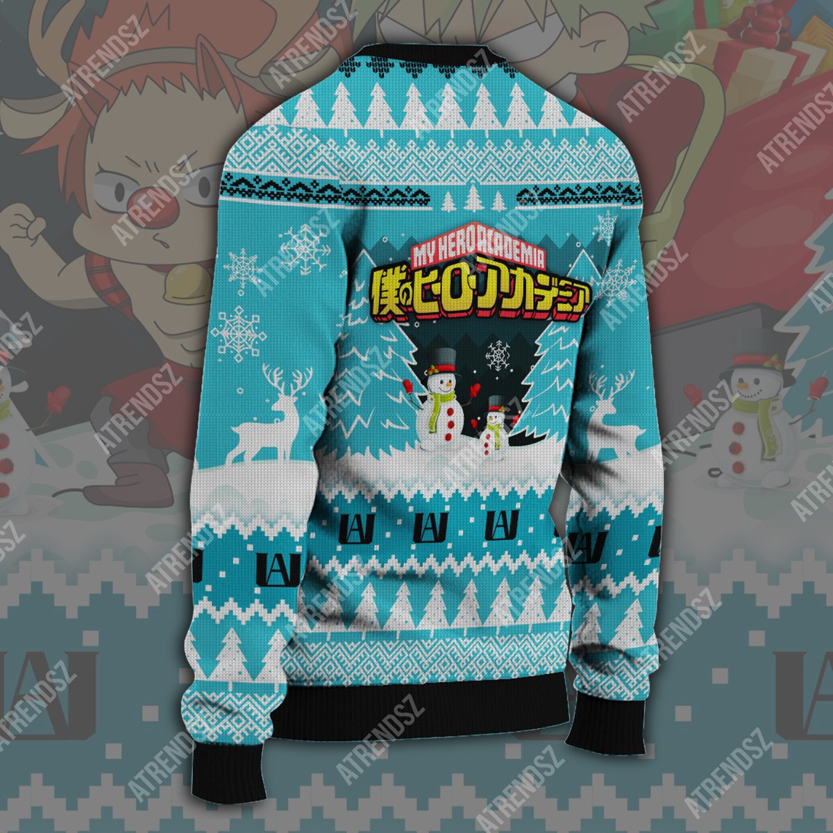  My Hero Academia Sweater Kirishima Eijirou Bakugo Christmas Blue Ugly Sweater