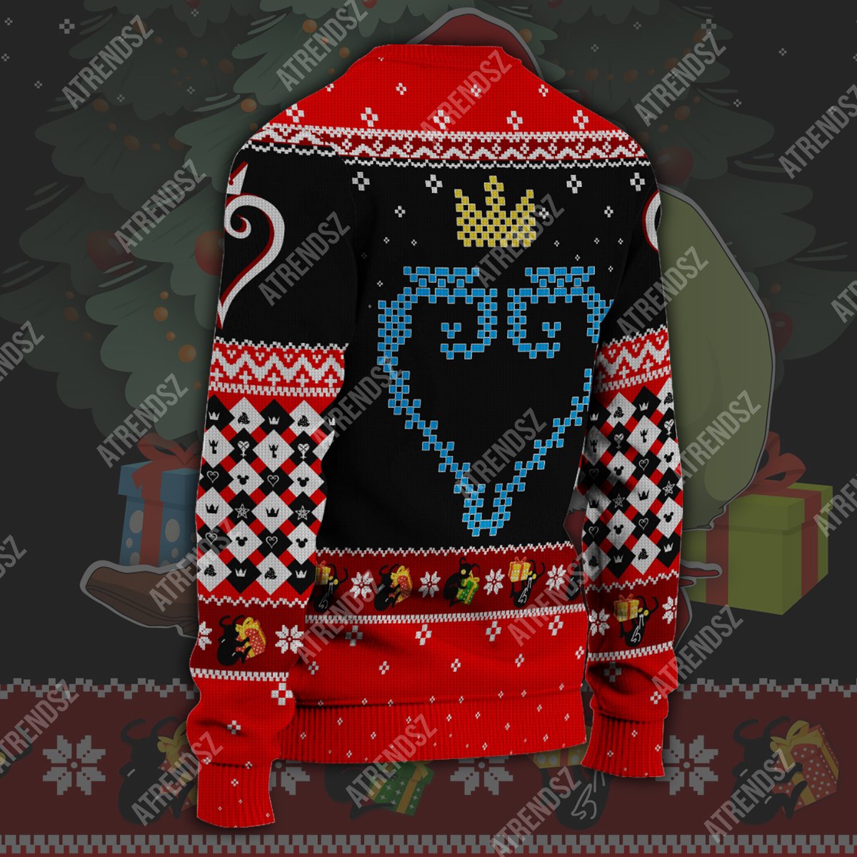  Kingdom Hearts Ugly Sweater Sora Under The Christmas Tree Black Red Sweater