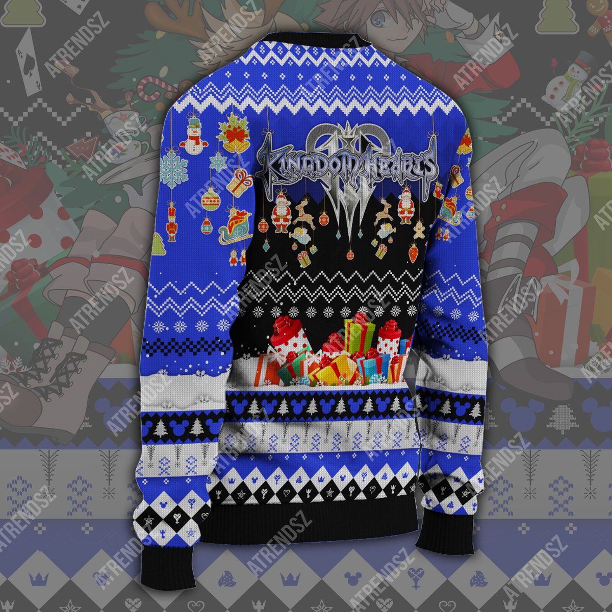  Kingdom Hearts Sweater Sora Ventus Christmas Tree Kingdom Hearts Logo Blue Ugly Sweater