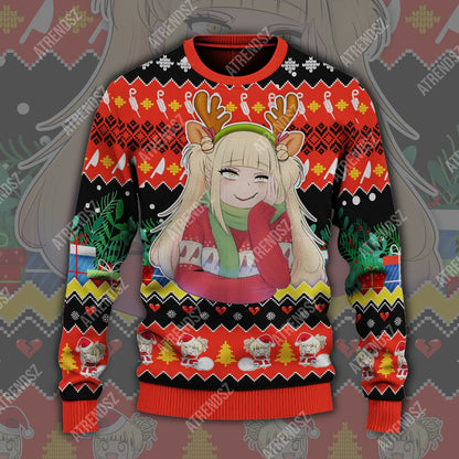  My Hero Academia Sweater Toga Himiko Christmas Pattern Red Ugly Sweater