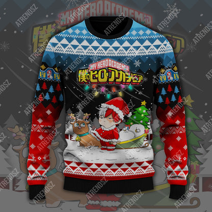  My Hero Academia Sweater Chibi Todoroki Shouto Blue Red Ugly Sweater