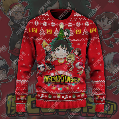  My Hero Academia Sweater Christmas Tree Midoriya Izuku Red Funny Ugly Sweater