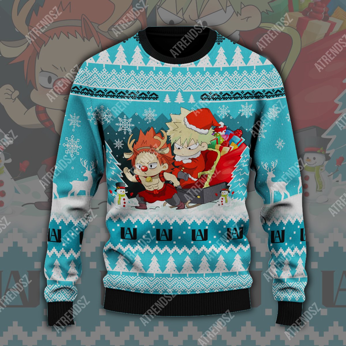  My Hero Academia Sweater Kirishima Eijirou Bakugo Christmas Blue Ugly Sweater