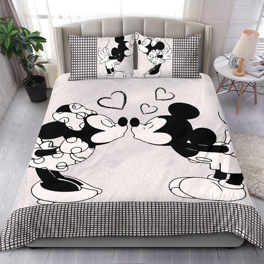 MM Bedding Set DN MM And Minnie Kissing Duvet Covers Gray Unique Gift