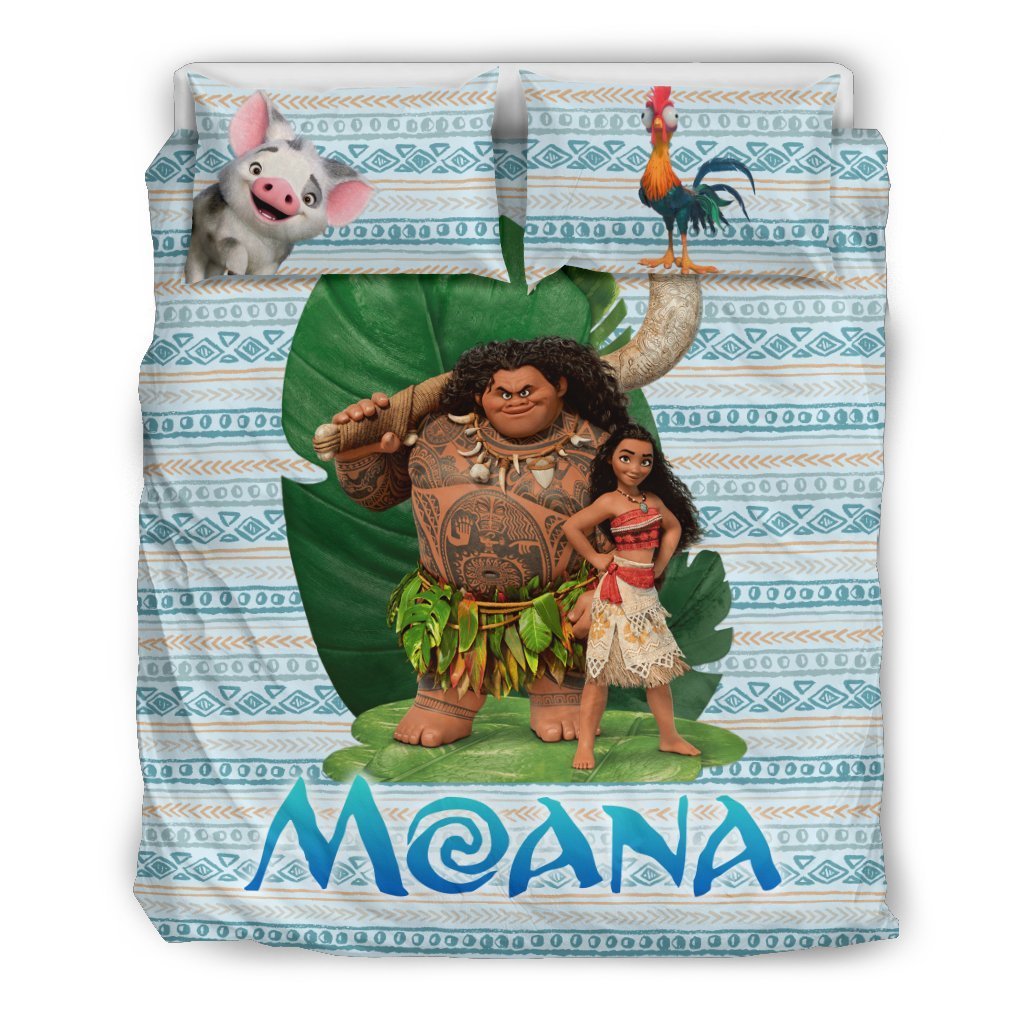 Moana Bedding Set DN Moana And Maui Tribal Pattern Duvet Covers Blue Unique Gift