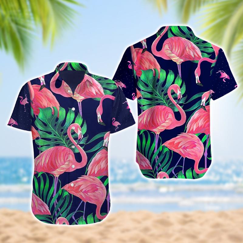 Unifinz Flamingo Aloha Shirt Vintage Flamingo Hawaiian Shirt Flamingo Hawaii Shirt 2022