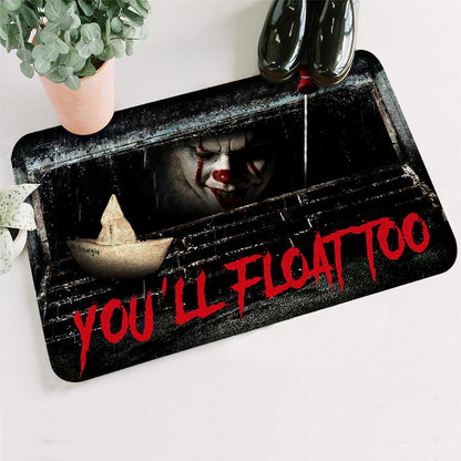 Unifinz IT Horror Doormat IT Horror Movies You'll Float Too Doormat Amazing Pennywise Doormat 2022