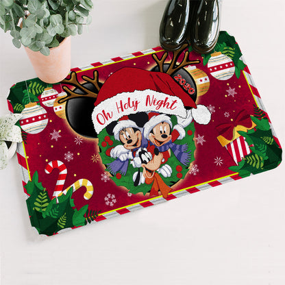 Unifinz DN Doormat Mouse Oh Holy Night Christmas Doormat Cute Amazing MK Mouse Christmas Doormat 2023