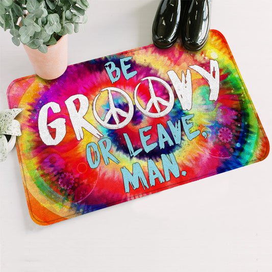 Unifinz Hippie Doormat Be Groovy Or Leave Man Hippie Doormat Awesome Hippie Mats Doormat 2022