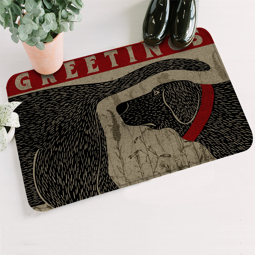 Dog Sniffing Welcome Greeting Doormat - Dog Doormat