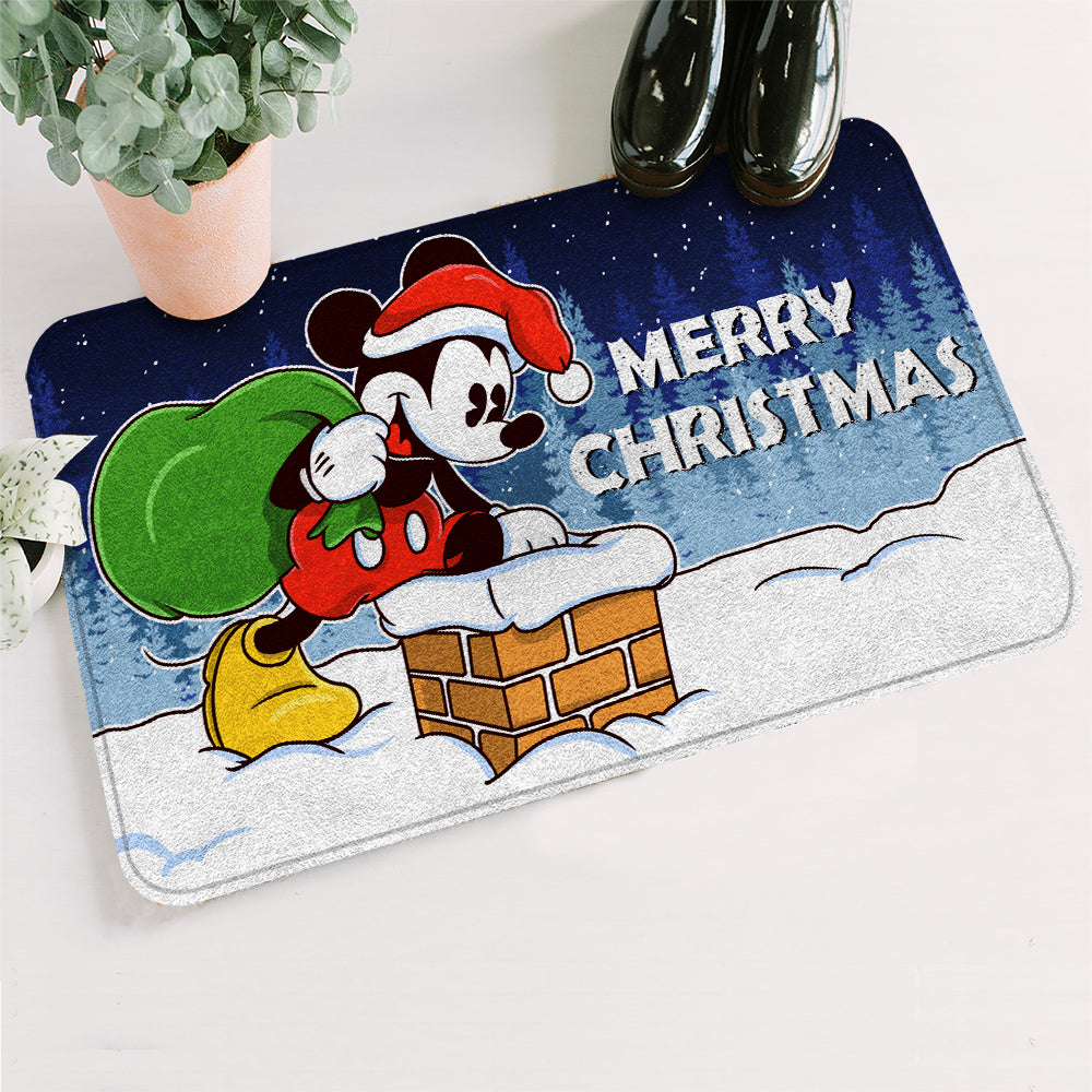 Unifinz DN Doormat Santa MK Mouse Merry Christmas Doormat Amazing DN MK Mouse Doormat Mats 2023
