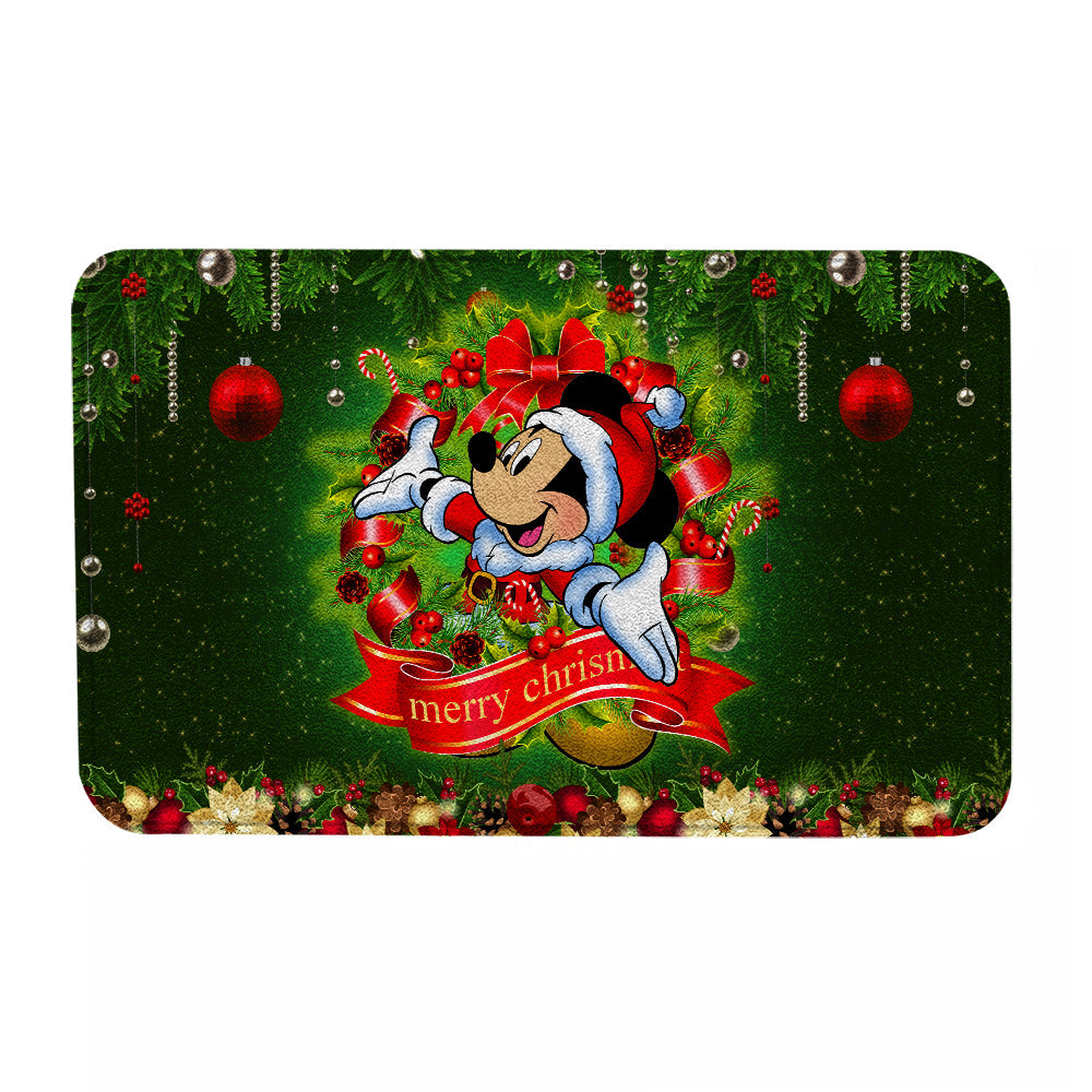 Unifinz DN Doormat MK Mouse Merry Christmas Laurel Christmas Doormat Cute Amazing DN MK Mouse Doormat Mats 2024