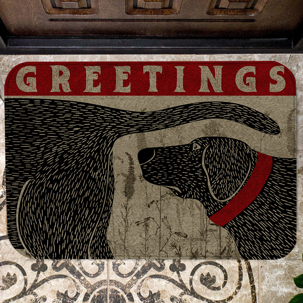 Dog Sniffing Welcome Greeting Doormat - Dog Doormat
