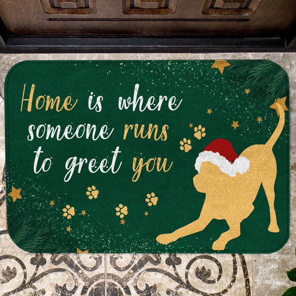 Home Is Where Someone Runs Doormat - Dog Doormat