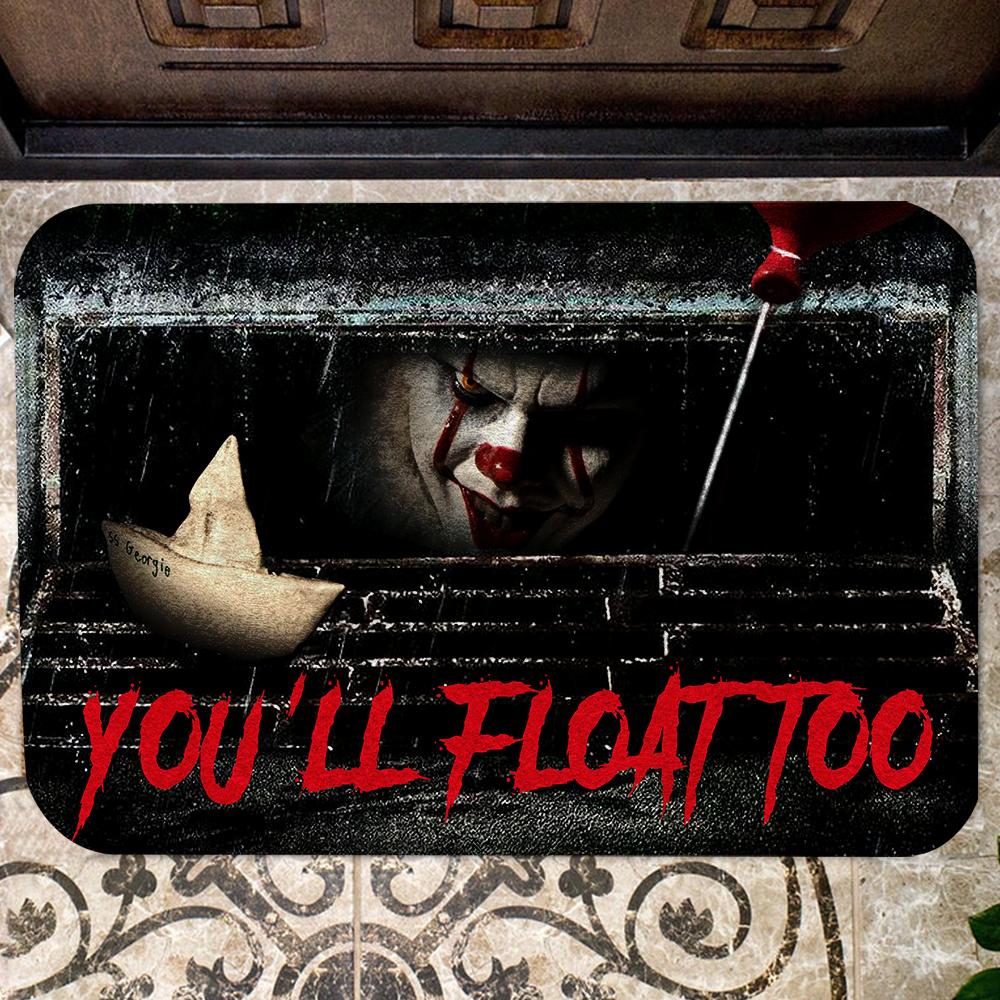 Unifinz IT Horror Doormat IT Horror Movies You'll Float Too Doormat Amazing Pennywise Doormat 2024