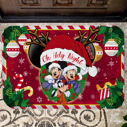 Unifinz DN Doormat Mouse Oh Holy Night Christmas Doormat Cute Amazing MK Mouse Christmas Doormat 2025