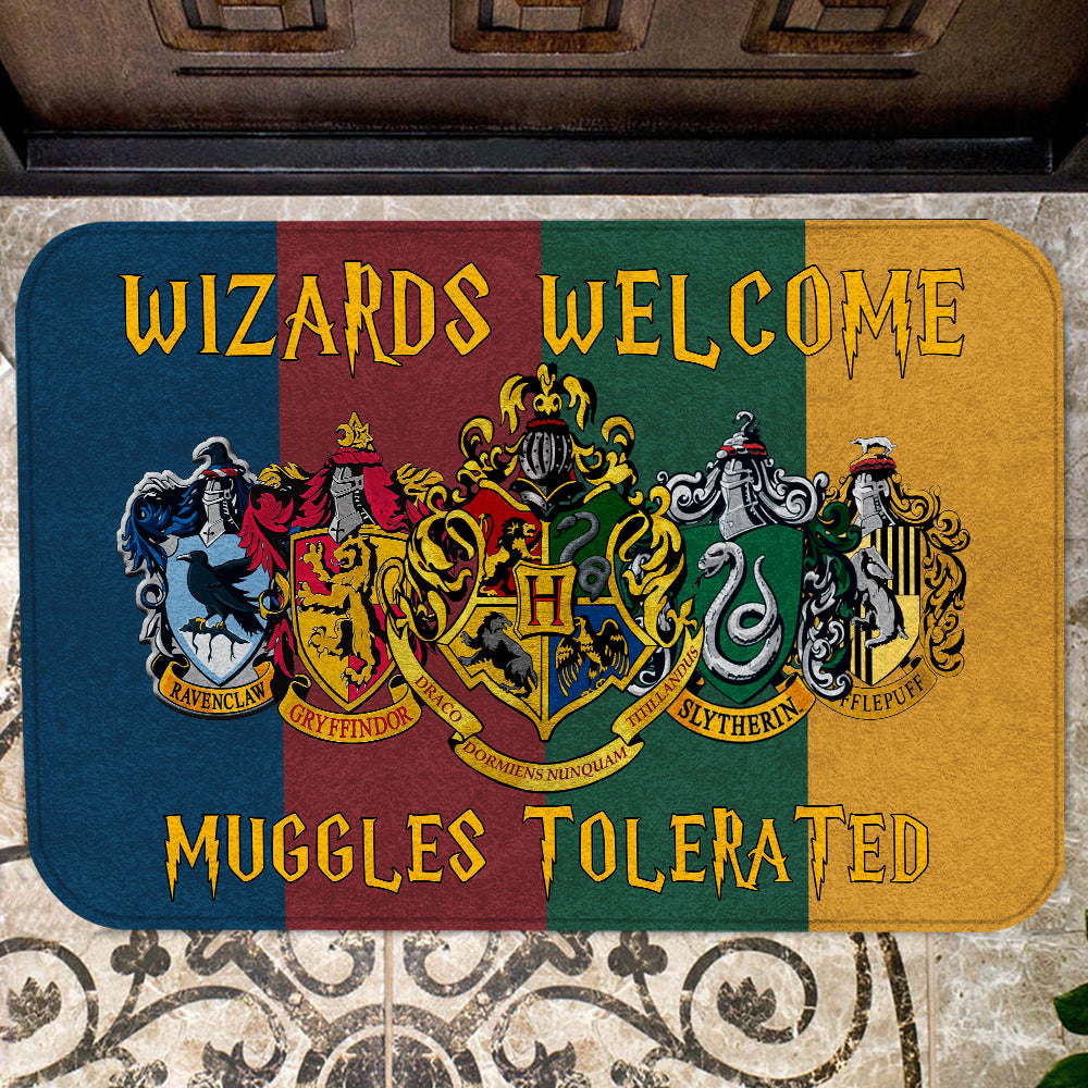 Unifinz HP Doormat Wizards Welcome Muggles Tolerated Doormat High Quality HP Doormat Mats 2024
