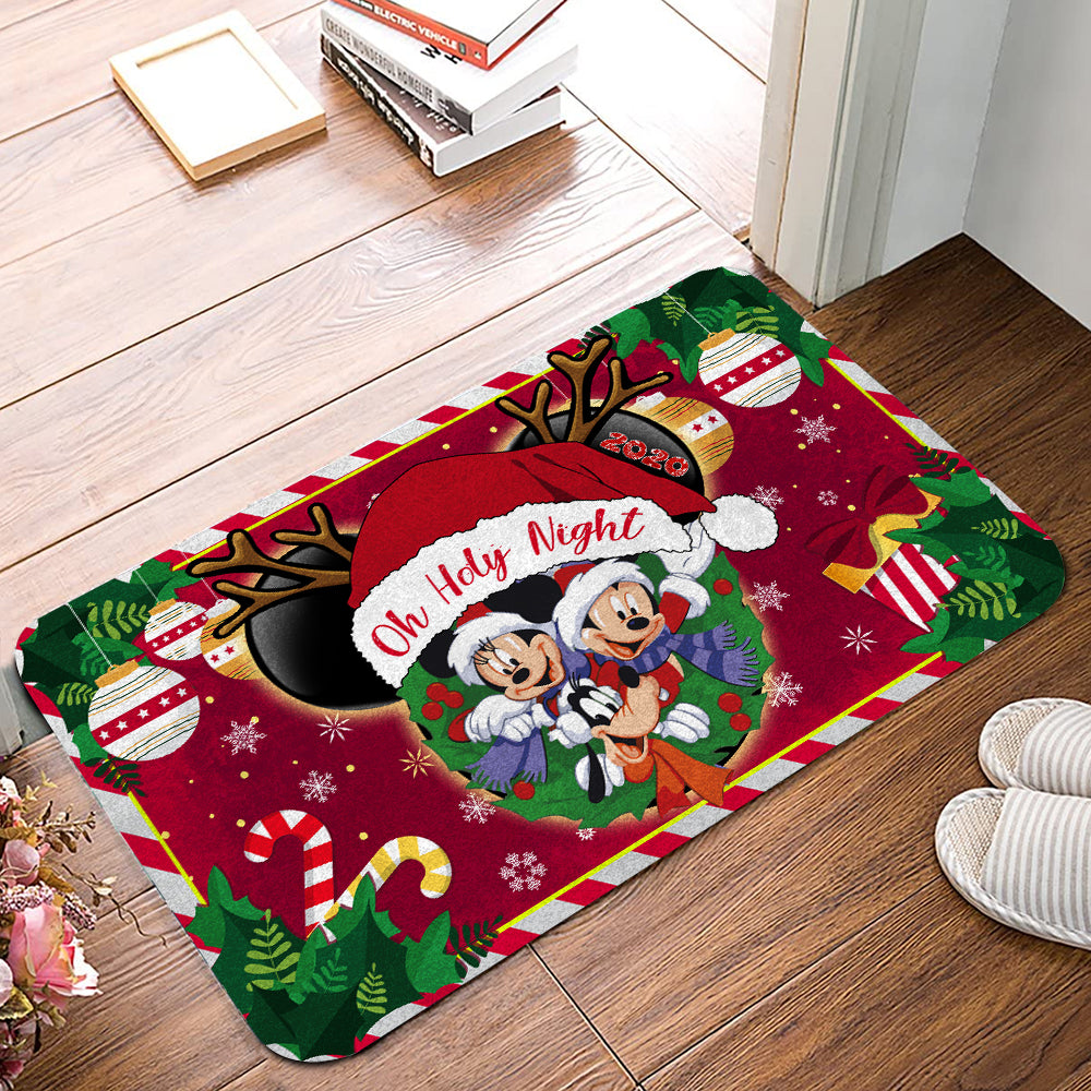 Unifinz DN Doormat Mouse Oh Holy Night Christmas Doormat Cute Amazing MK Mouse Christmas Doormat 2022