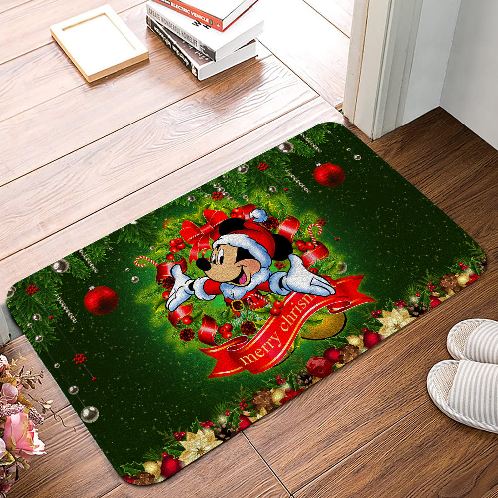 Unifinz DN Doormat MK Mouse Merry Christmas Laurel Christmas Doormat Cute Amazing DN MK Mouse Doormat Mats 2022