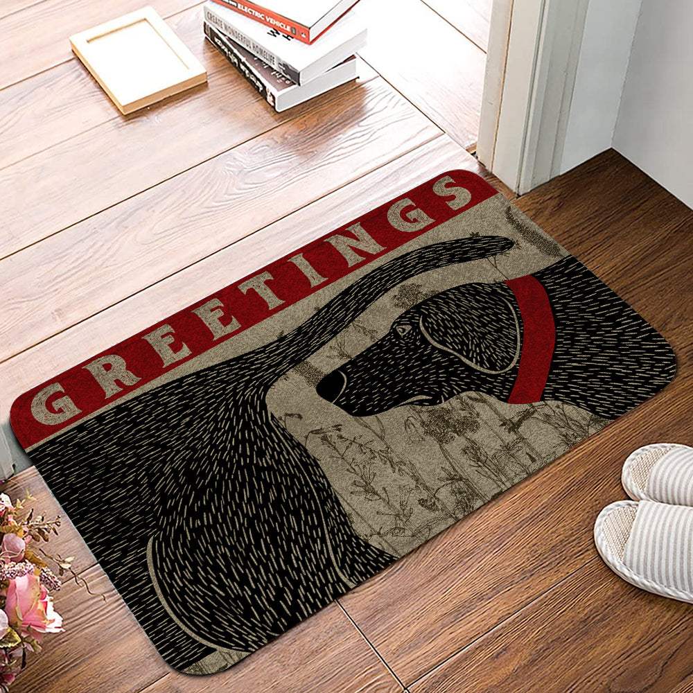 Dog Sniffing Welcome Greeting Doormat - Dog Doormat