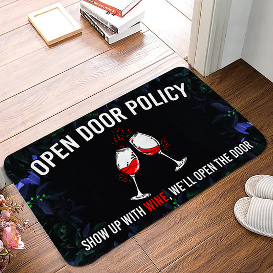 Open Door Policy Doormat - Wine Doormat