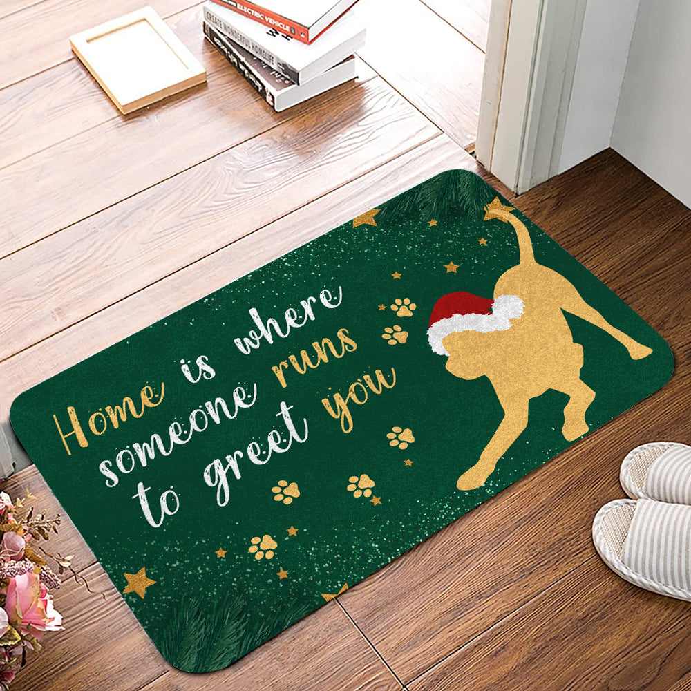 Home Is Where Someone Runs Doormat - Dog Doormat
