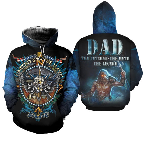 Unifinz Veteran Navy Father Hoodie Dad The Veteran Myth Legend T-shirt Veteran Hoodie Apparel Navy Hoodie Gift For Father's Day 2024
