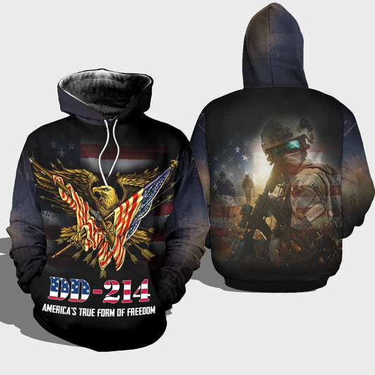 Unifinz Veteran America Hoodie DD-214 True Form Of Freedom T-shirt Cool Veteran Shirt Apparel Military Hoodie Apparel 2022