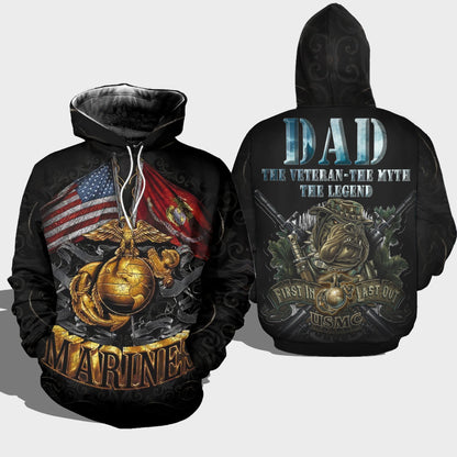 Unifinz Veteran Marines Dad Shirt The Veteran Myth Legend First In Last Out Cool High Quality T-shirt Marines Apparel Veteran Hoodie 2022